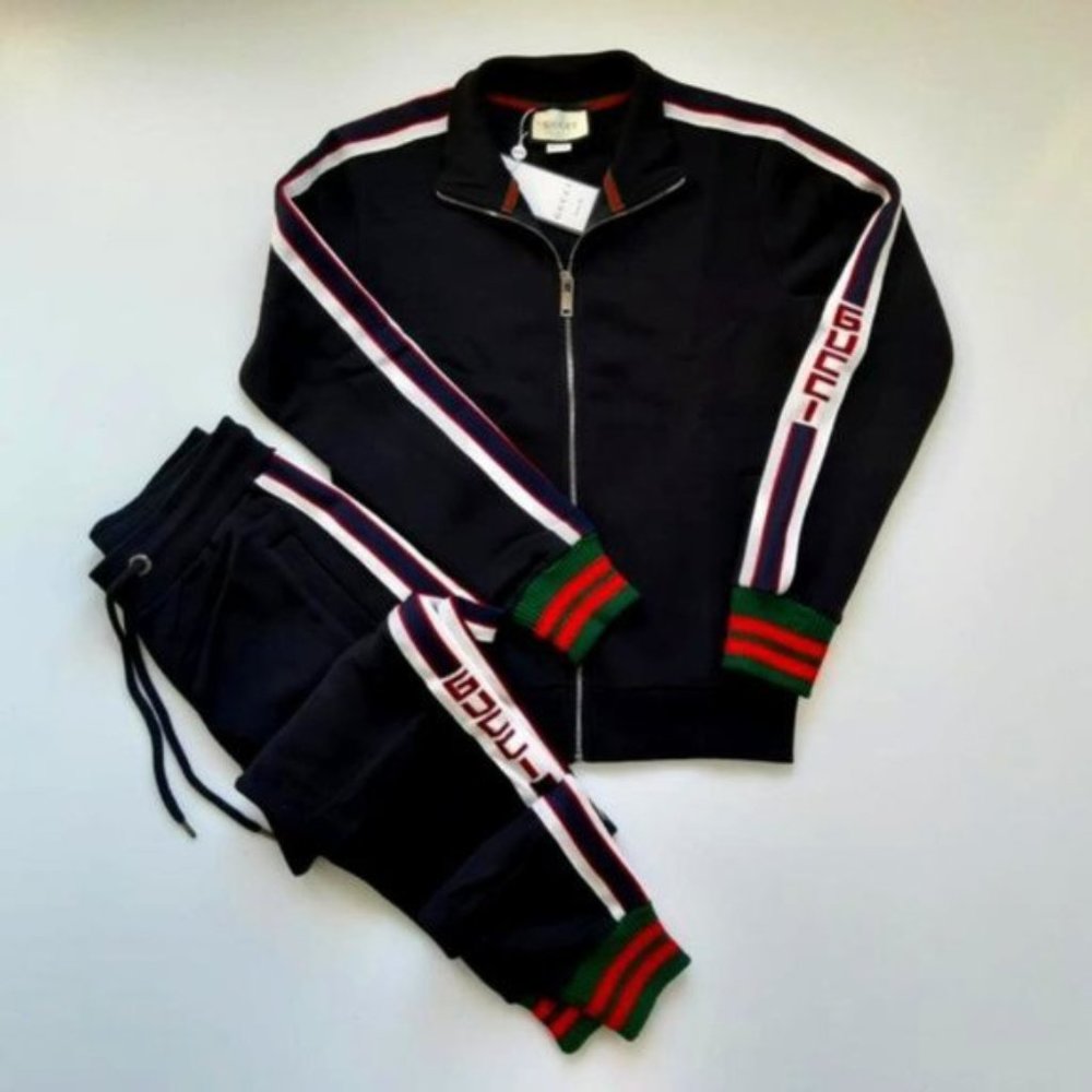 Black Color Gucci Men's  Zip Up Set